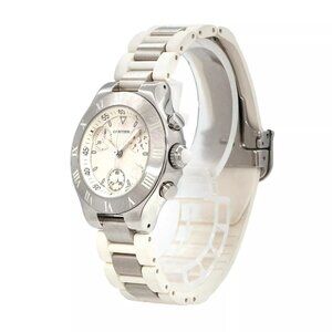 Cartier Must 21 Chronoscaph W10197U2 Quartz White Dial Ladies Watch 90259753